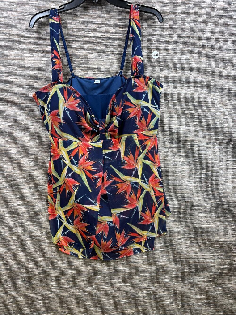 Tropical Escape Swimdress Plus Size 22W Womens Navy Tropical Floral Print